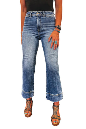 Ashleigh Blue Mineral Wash High Waist Crop Jeans-True and Wild