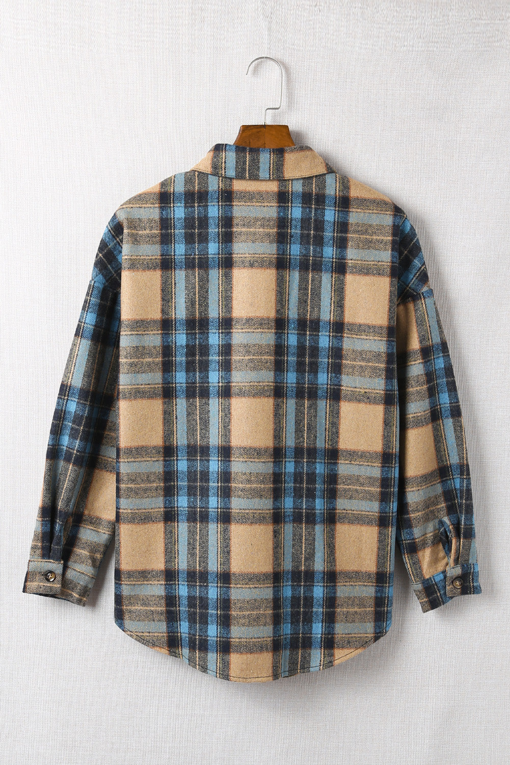 Plaid Collared Neck Long Sleeve Shirt-True and Wild