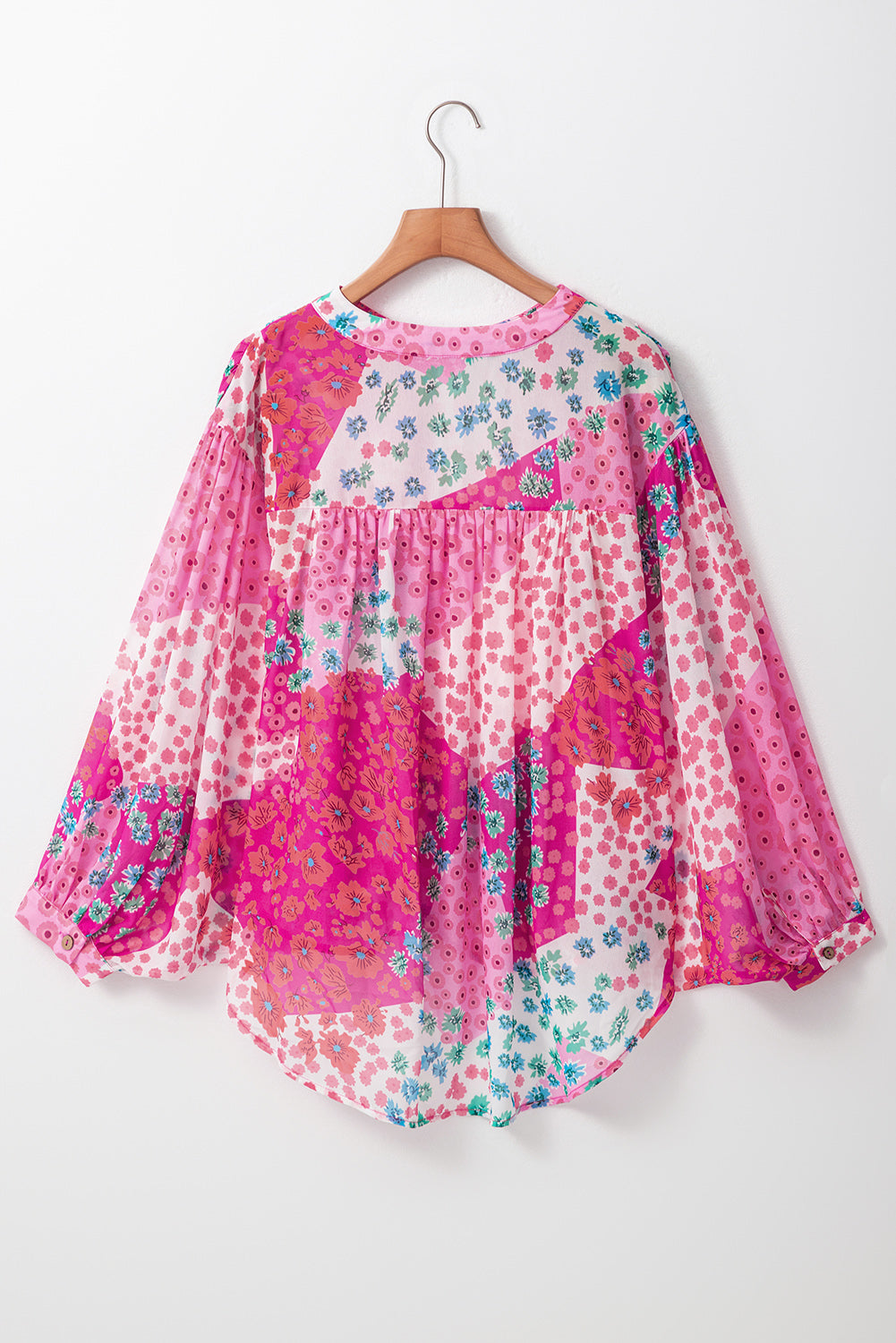 Rose Red Floral Print Dolman Sleeve Blouse-True and Wild