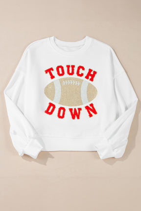 Black TOUCH DOWN Rugby Graphic Pullover Sweatshirt-True and Wild