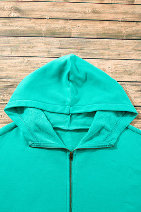 Black Half Zipper Kangaroo Pockets Drop Shoulder Hoodie-True and Wild