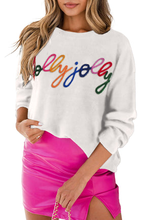 Black Holly Jolly Round Neck Casual Sweater-True and Wild