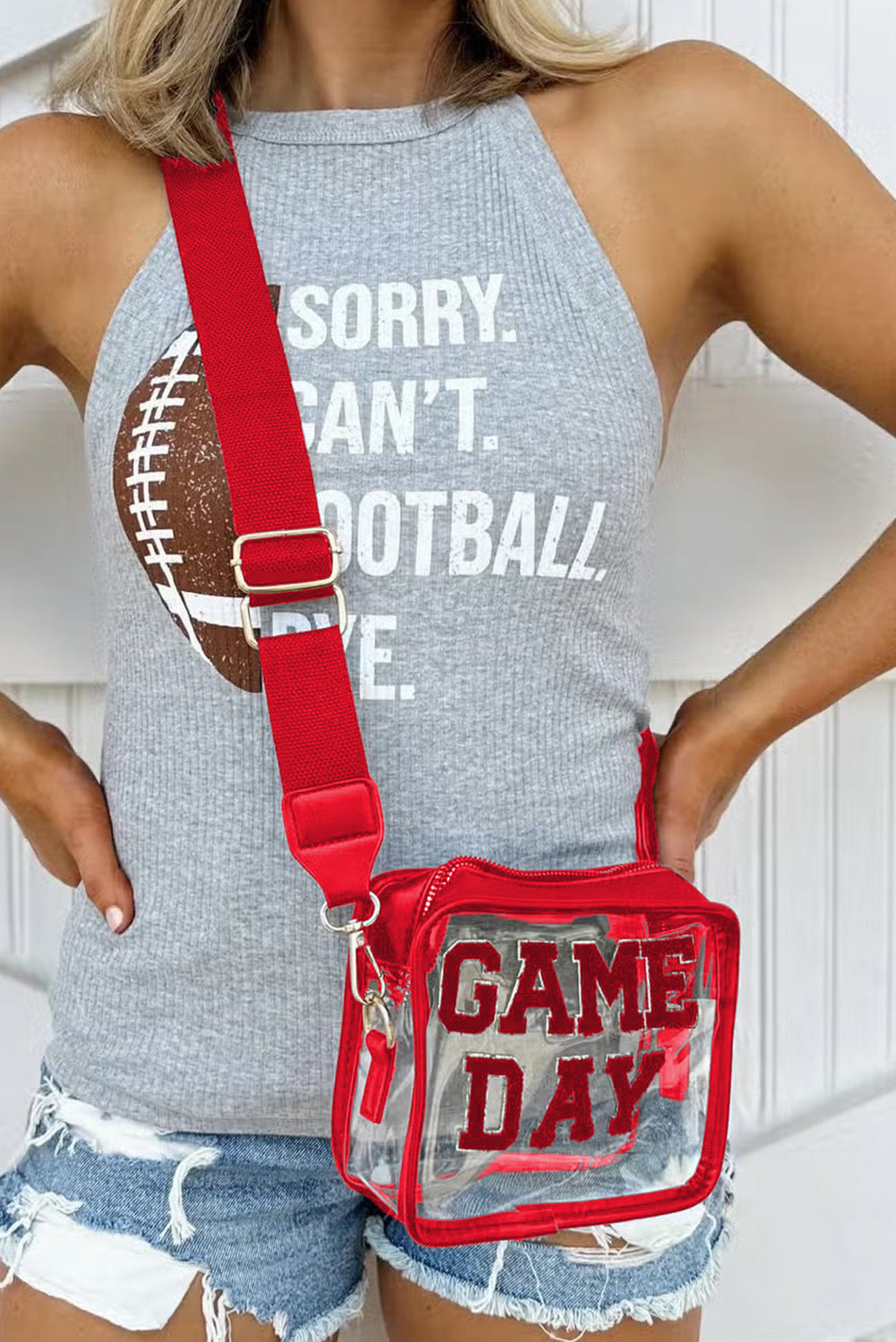 Black Chenille GAME DAY Pattern Clear Bag-True and Wild