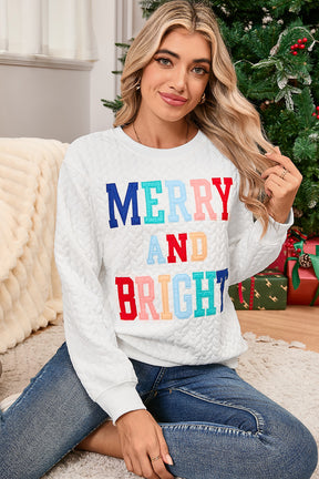 Black Merry and Bright Quilted Sweatshirt-True and Wild