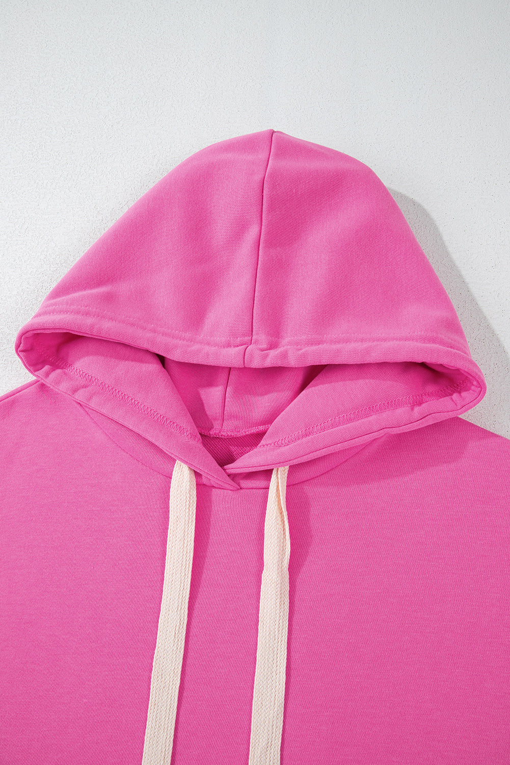 Sachet Pink Drop Shoulder Drawstring Cropped Hoodie