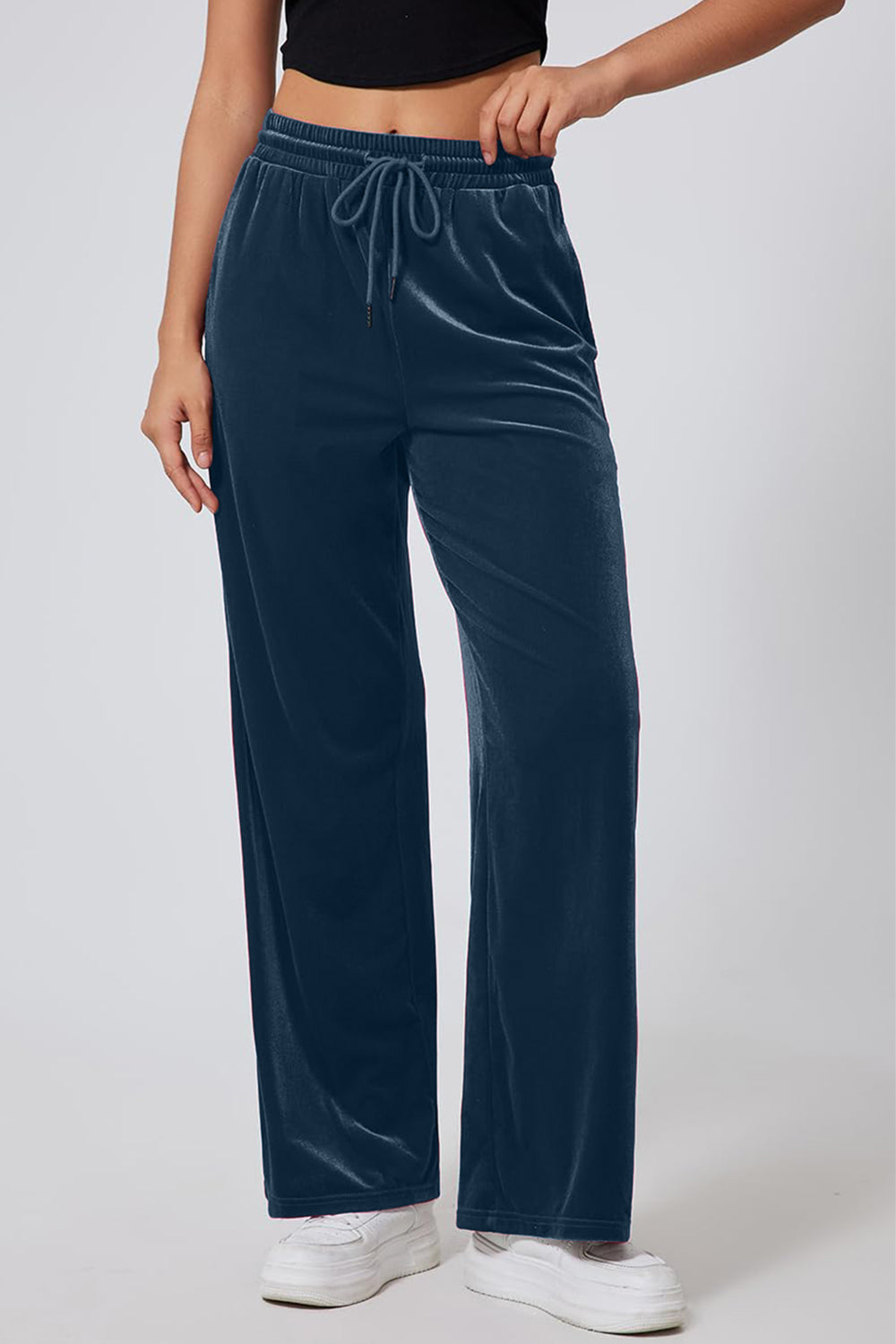 Drawstring Elastic Waist Straight Leg Pants-True and Wild