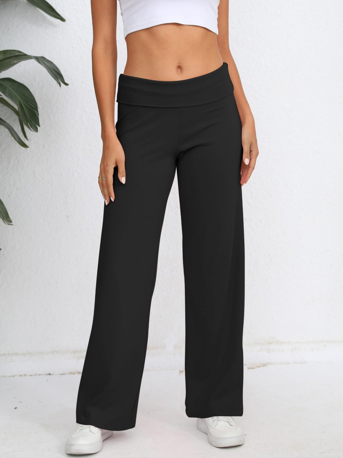 Elastic Waist Wide Leg Pants-True and Wild