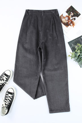 Grey Corduroy High Waisted Wide Leg Pants-True and Wild