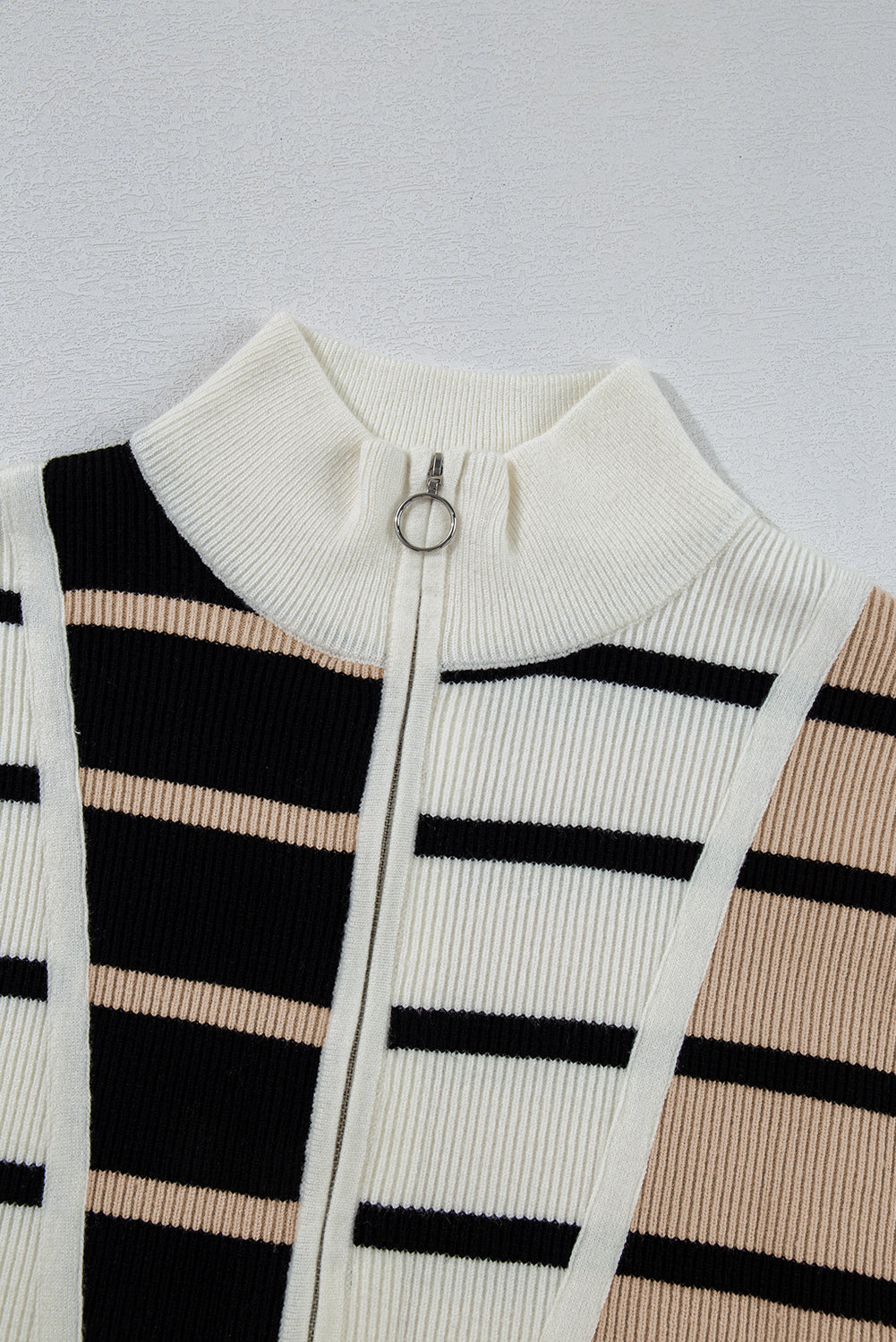 Sky Blue Stripe Quarter Zip Collar Knit Vest