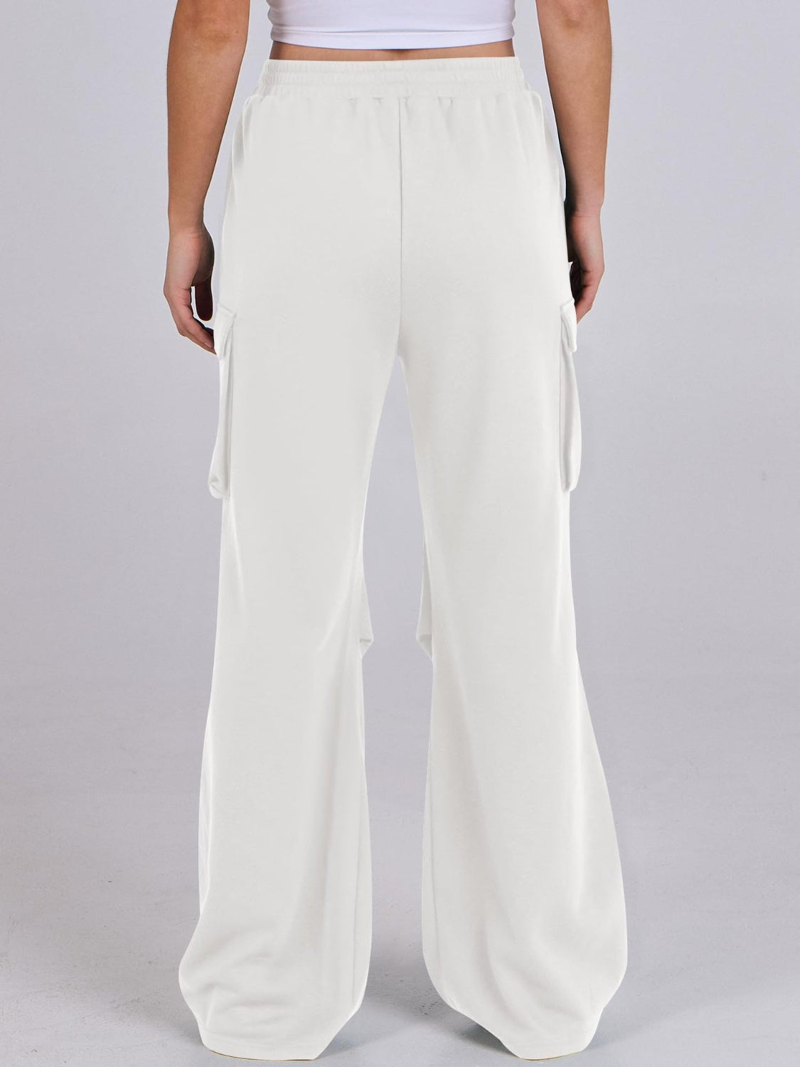 Elastic Waist Wide Leg Pants with Pockets-True and Wild