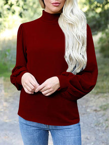 Full Size Mock Neck Long Sleeve T-Shirt-True and Wild