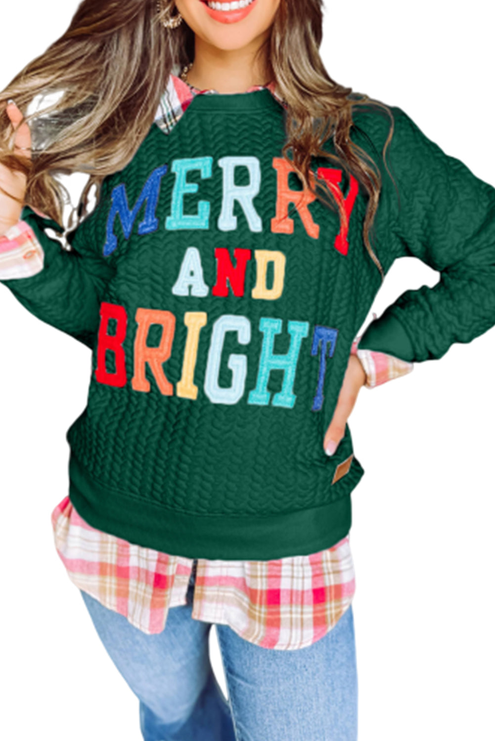 Black Merry and Bright Quilted Sweatshirt-True and Wild