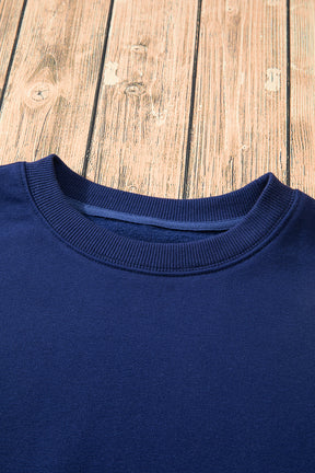 Aruba Blue Solid Color Drop Shoulder Terry Sweatshirt-True and Wild