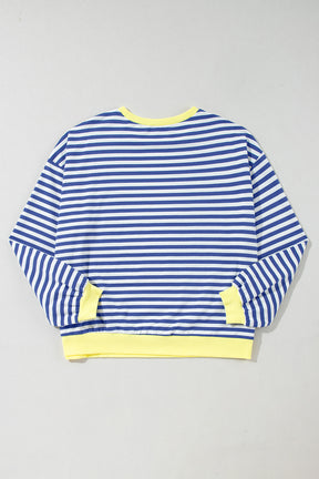 Black Stripe Contrast Edge Cross Seam Oversized Sweatshirt-True and Wild