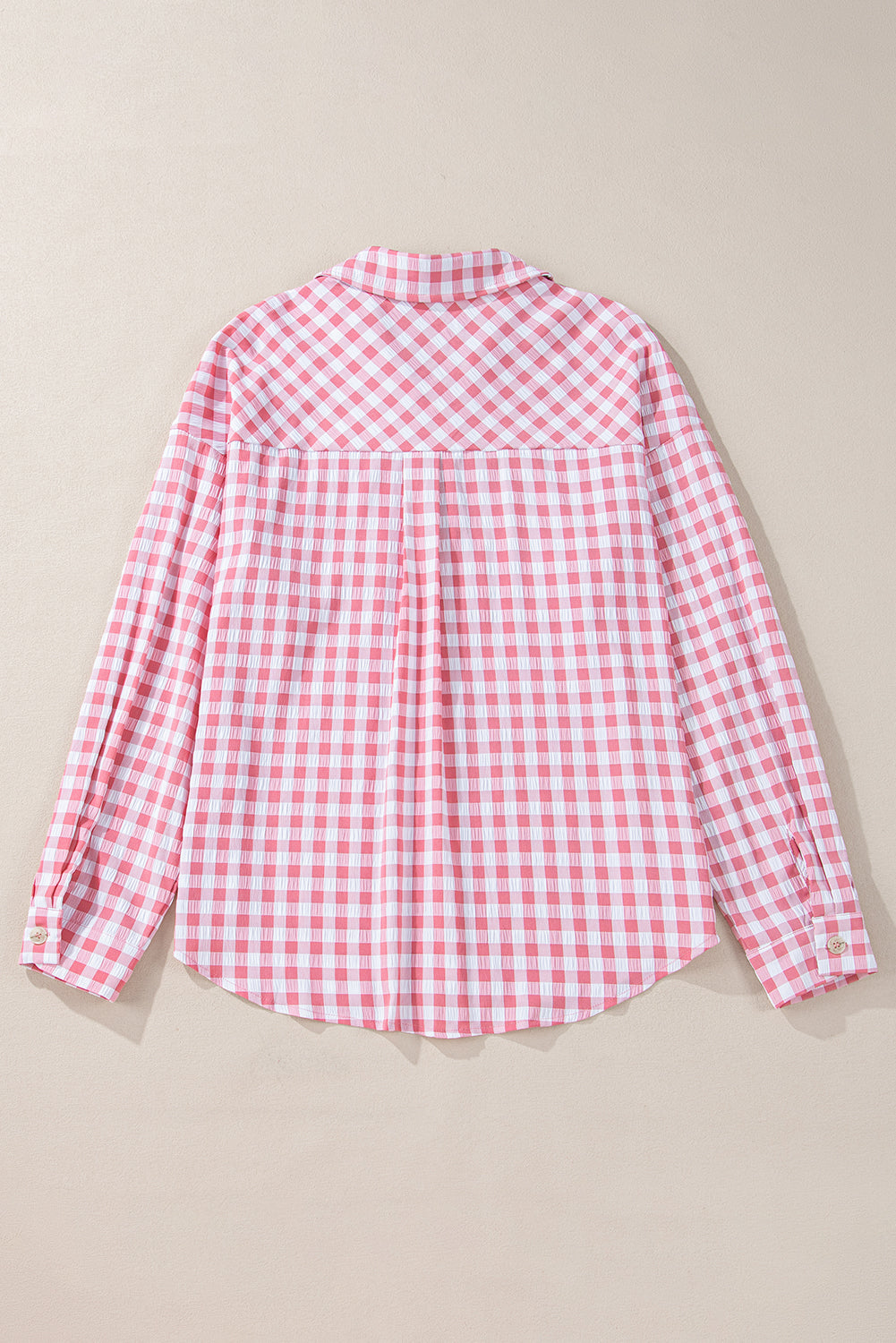 Plaid Collared Neck Long Sleeve Shirt-True and Wild