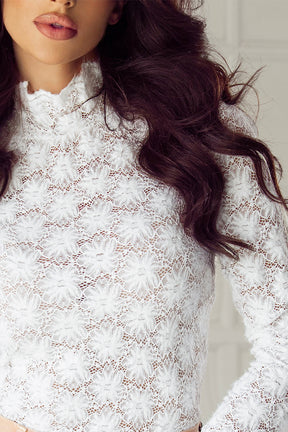 Mock Neck Long Sleeve Lace Top-True and Wild