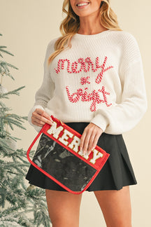 Bright White Merry & Bright Christmas Sweater-True and Wild