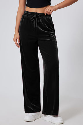 Drawstring Elastic Waist Straight Leg Pants-True and Wild