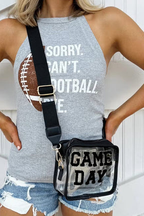 Black Chenille GAME DAY Pattern Clear Bag-True and Wild