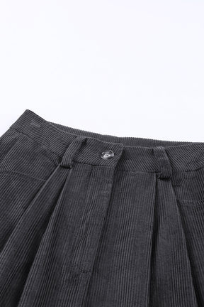 Grey Corduroy High Waisted Wide Leg Pants-True and Wild