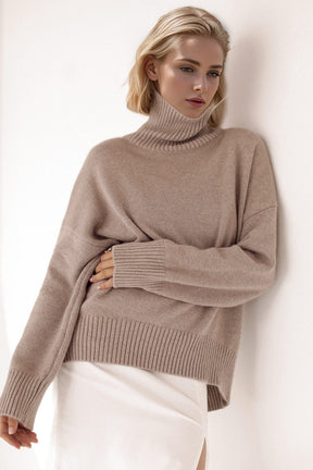 Basic Bae Turtleneck Dropped Shoulder Long Sleeve Sweater-True and Wild