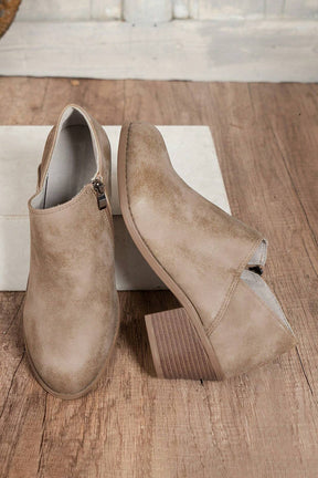 Coffee Suede Casual Ankle Boots-True and Wild