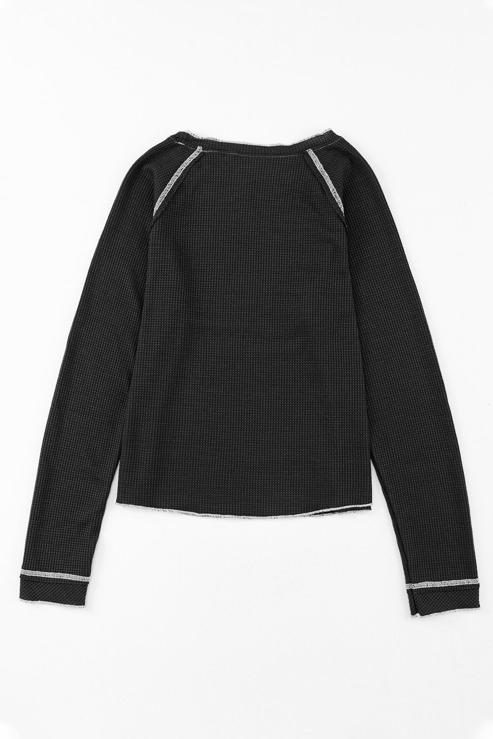 Black Textured Crewneck Long Sleeve Top-True and Wild