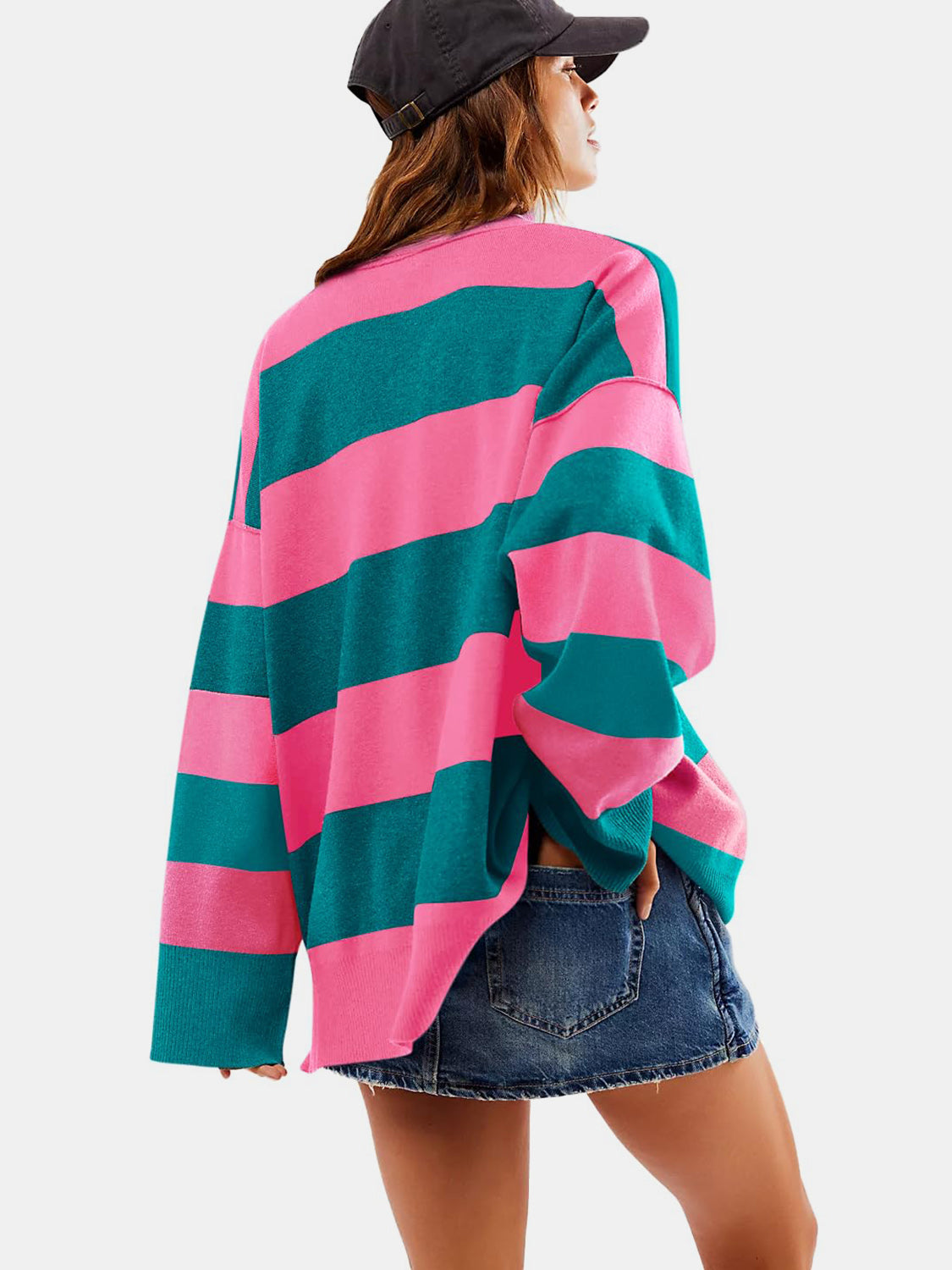 Color Block Half Zip Long Sleeve Sweater-True and Wild