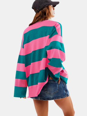 Color Block Half Zip Long Sleeve Sweater-True and Wild