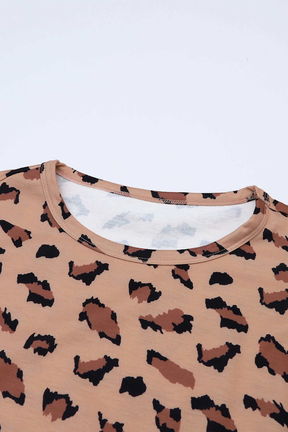 Brown Leopard Stitching Loose Long Sleeve Top-True and Wild