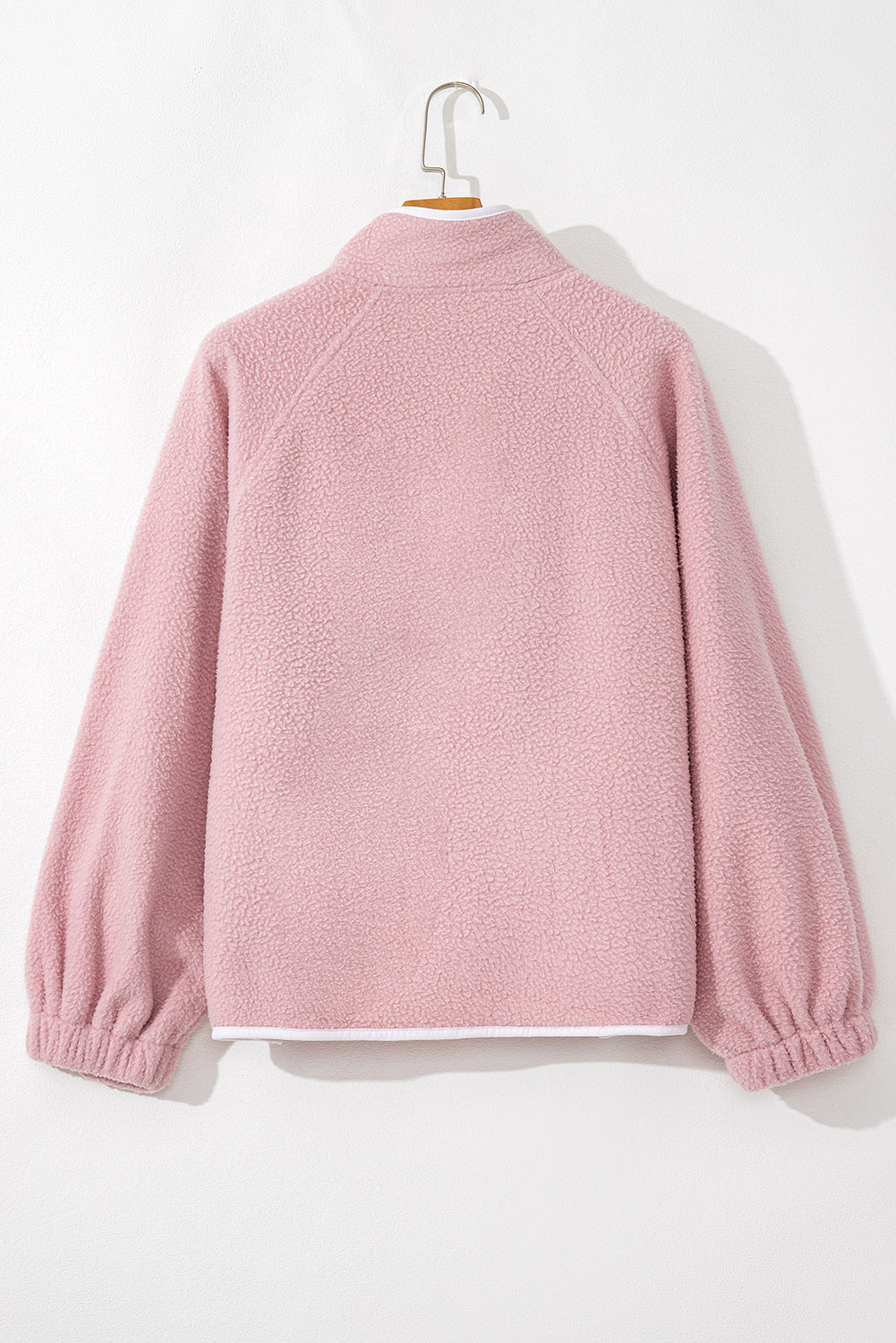 Fushia High Collar Long Sleeve Pocket Pullover Sweatshirt-True and Wild