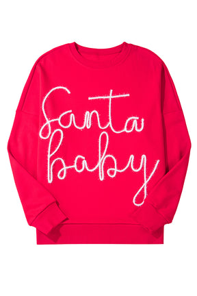 Fiery Red Christmas Tinsel Santa Baby Graphic Sweatshirt-True and Wild