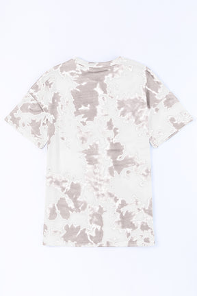 White Tie-dye Print Oversized Boyfriend T Shirt