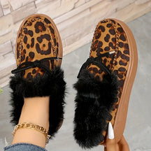 Bow Furry Round Toe Flat Slip-Ons-True and Wild