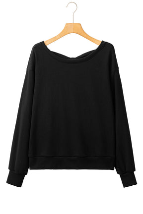 Apricot Bowknot Plain Round Neck Sweatshirt-True and Wild