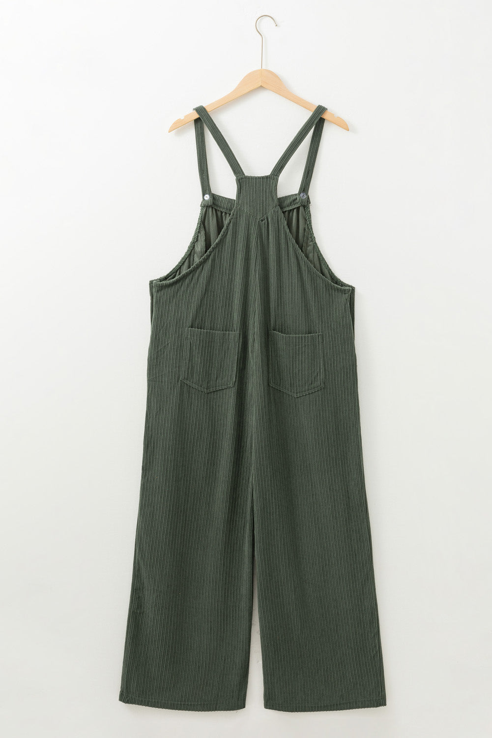 Jungle Green Plus Size Side Pockets Corduroy Overall-True and Wild