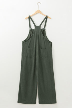 Jungle Green Plus Size Side Pockets Corduroy Overall-True and Wild