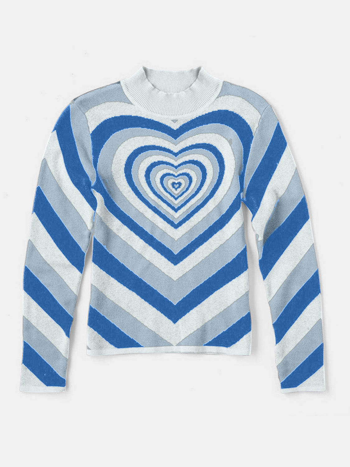 Heart Mock Neck Long Sleeve Sweater-True and Wild