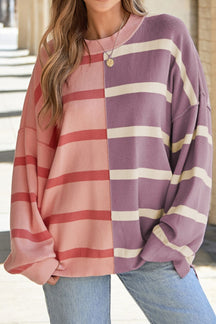 Contrast Striped Long Sleeve Sweatshirt