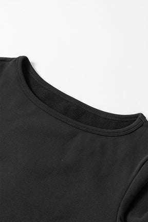 Black Fleece Lined Slim Fit Basic Long Sleeve Top-True and Wild