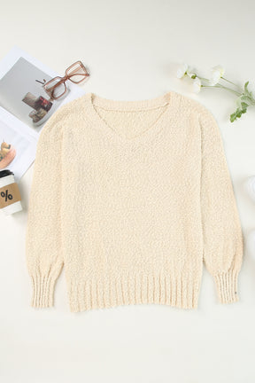 V-Neck Dropped Shoulder Sweater