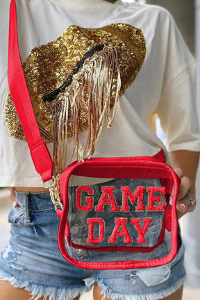 Black Chenille GAME DAY Pattern Clear Bag-True and Wild