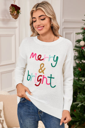 Black Holly Jolly Round Neck Casual Sweater-True and Wild