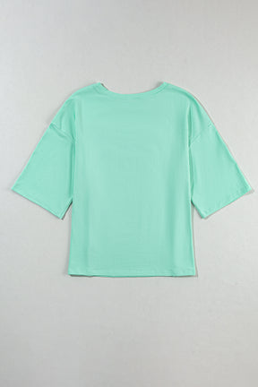 Moonlight Jade Colorblock Star Patched Half Sleeve Oversized Tee-True and Wild