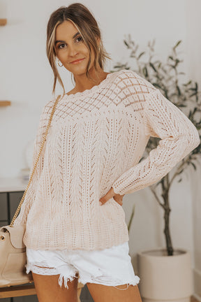 Pink Solid Casual Drop Shoulder Knit Sweater-True and Wild