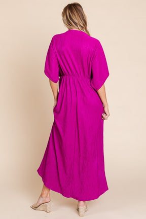 BOMBOM Surplice Maxi Dress with Pockets-True and Wild