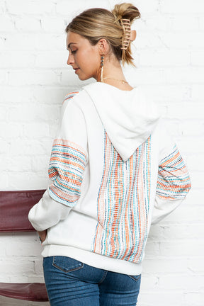 Multicolor V Neck Pullover Hoodie with Kangaroo Pocket-True and Wild