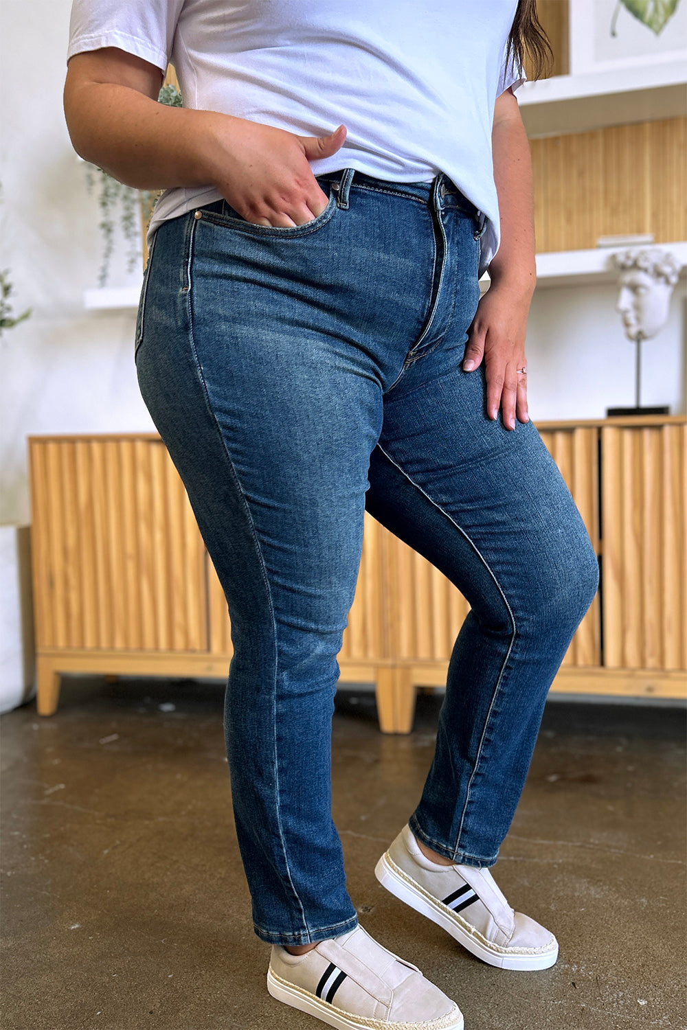 Judy Blue Full Size Tummy Control High Waist Slim Jeans-True and Wild