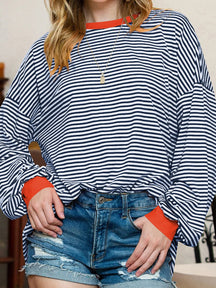 Contrast Striped Long Sleeve Sweatshirt