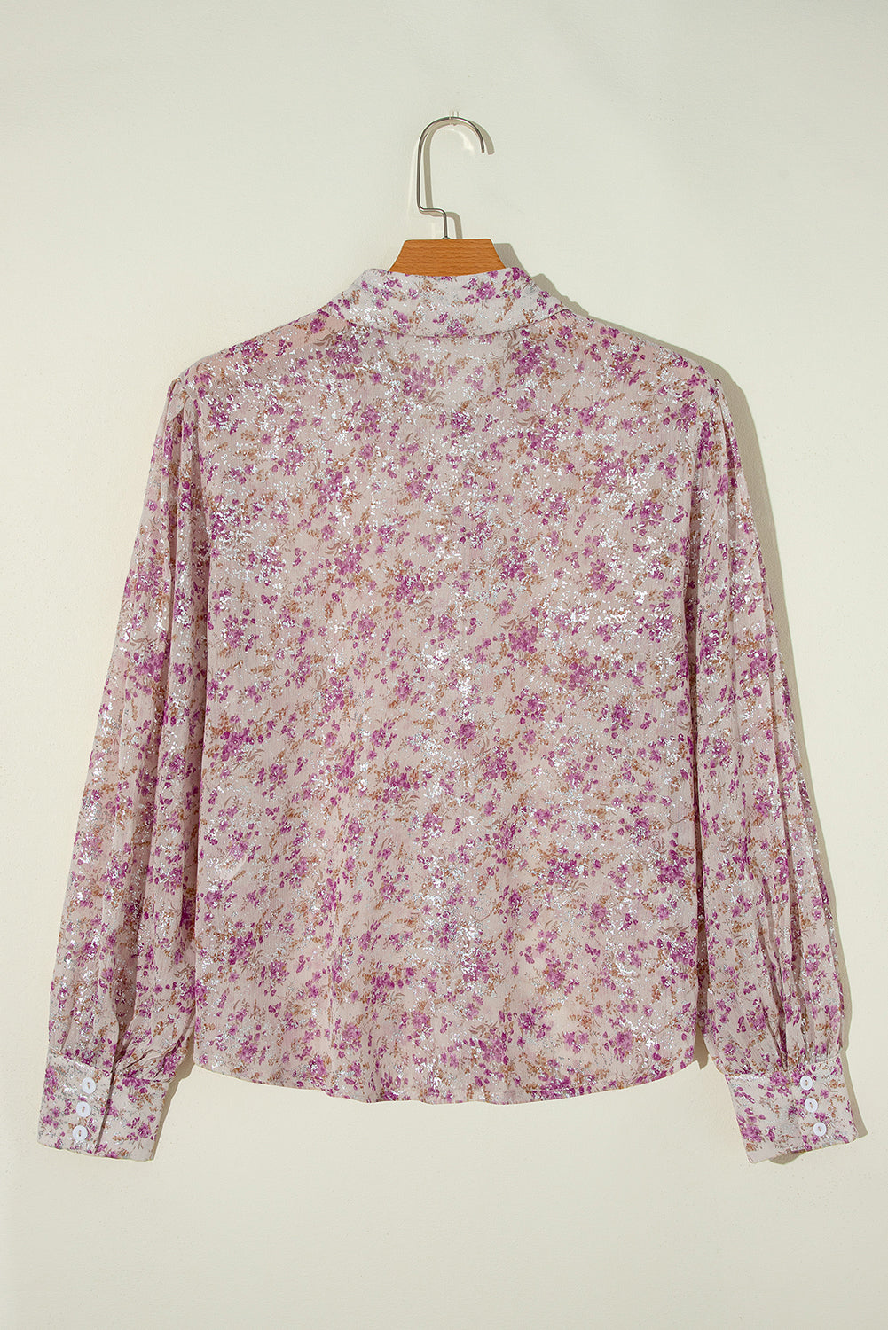 Printed Collared Neck Long Sleeve Shirt-True and Wild